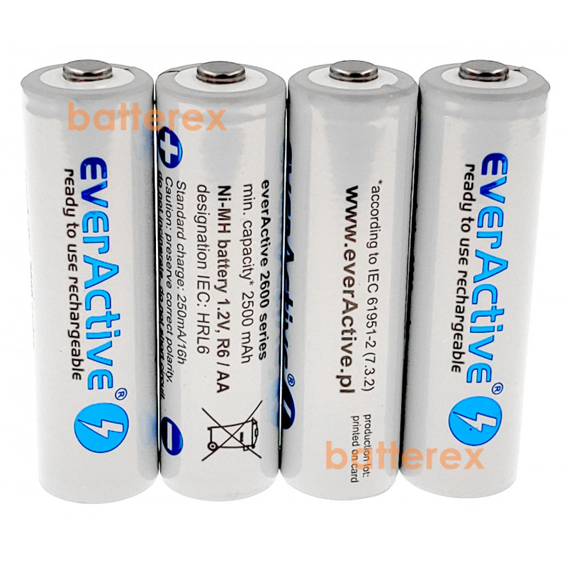 Пальчикові АА акумулятори EverActive 2600 mah - 4 шт. у пластиковому боксі