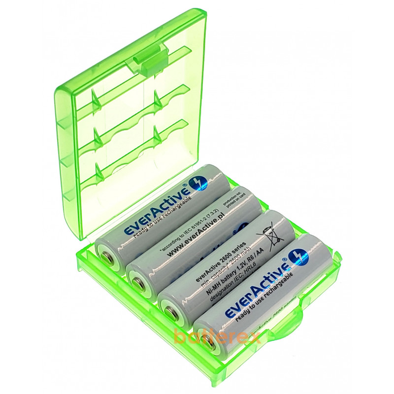 Пальчикові АА акумулятори EverActive 2600 mah - 4 шт. у пластиковому боксі