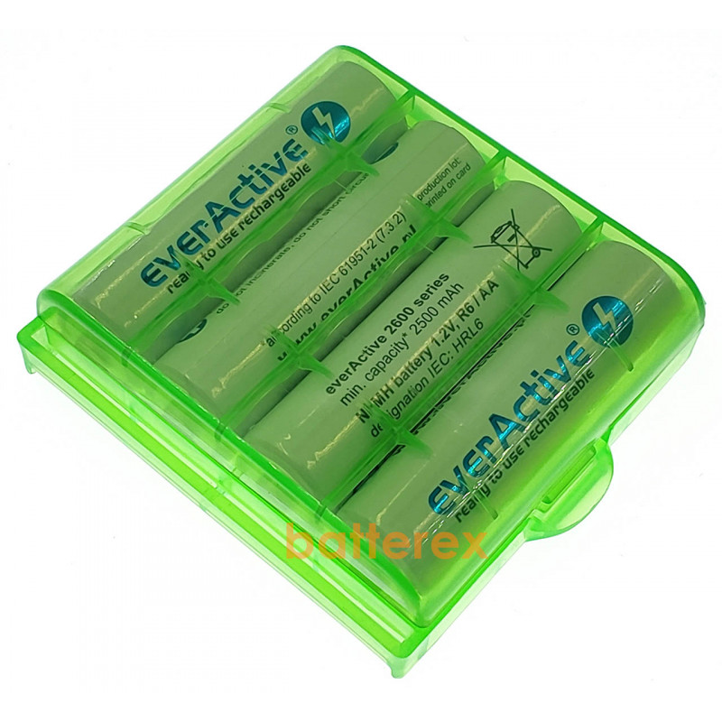 Пальчикові АА акумулятори EverActive 2600 mah - 4 шт. у пластиковому боксі