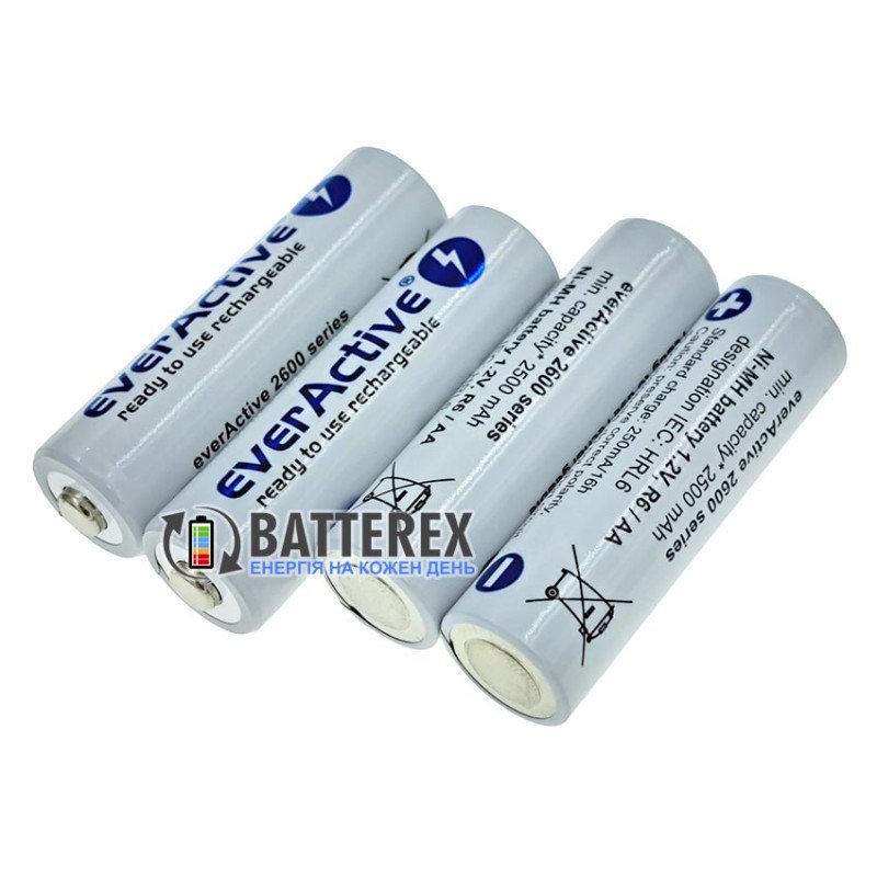 Пальчикові АА акумулятори EverActive 2600 mah поштучно від 1 шт