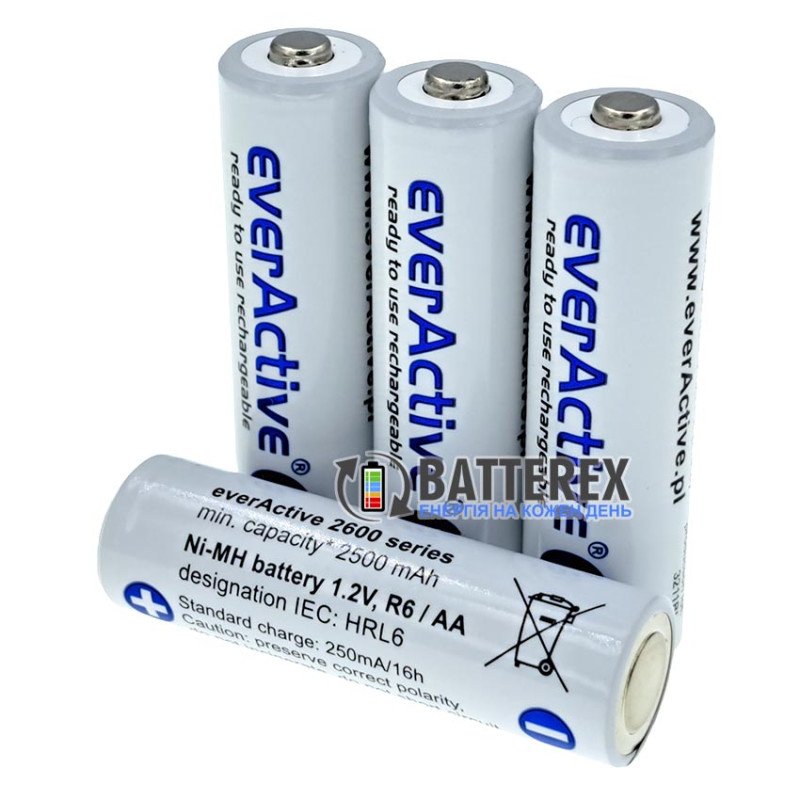 Пальчикові АА акумулятори EverActive 2600 mah поштучно від 1 шт