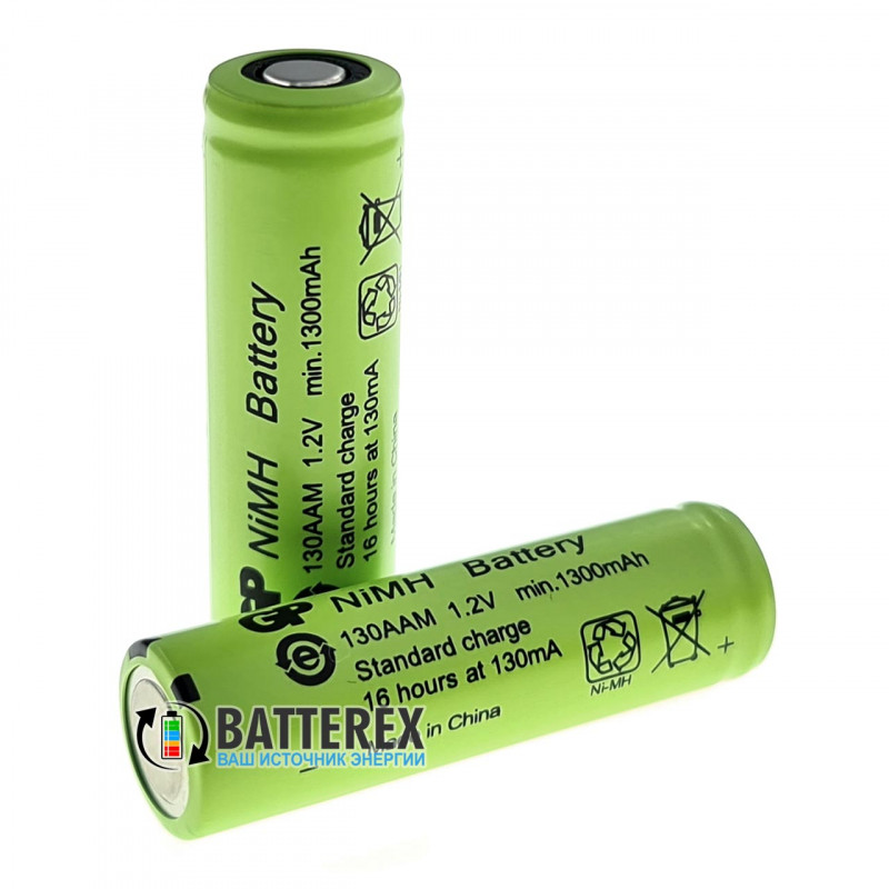 Аккумулятор промышленный AA GP NiMH 1300mah Flat Top с плоским контактом Плюс