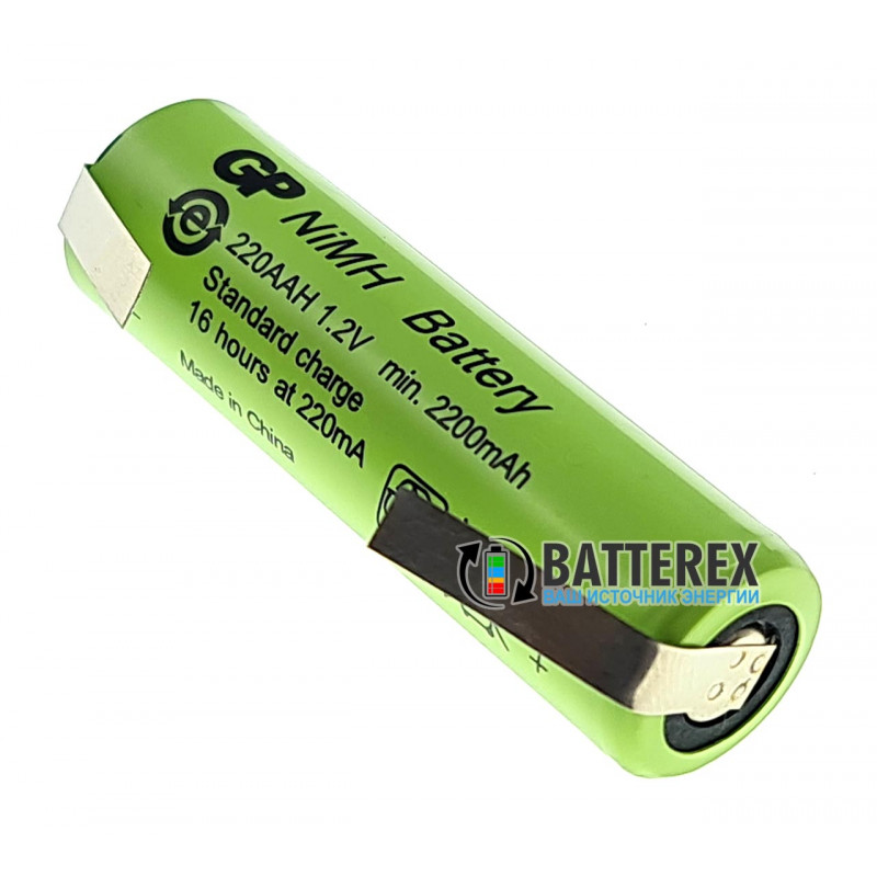 Акумулятор промисловий AA GP 220AAH NiMH 2200mah Flat Top з виводами під пайку