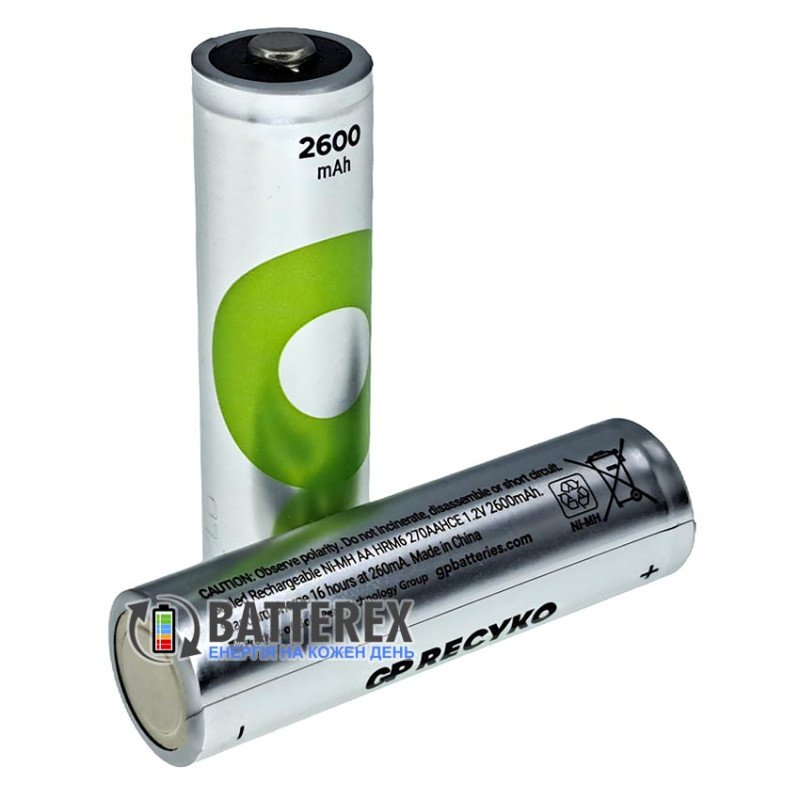 Пальчикові АА акумулятори GP Recyko Eco 2600mah 1.2V 7.8A високотоковий із низьким саморозрядом, поштучно від 1 шт.