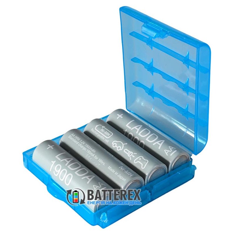 Пальчикові AA акумулятори IKEA LADDA 1900mah Made in Japan (елемент Panasonic Eneloop в етикетці IKEA), упаковка 4 шт. в пластиковому боксі