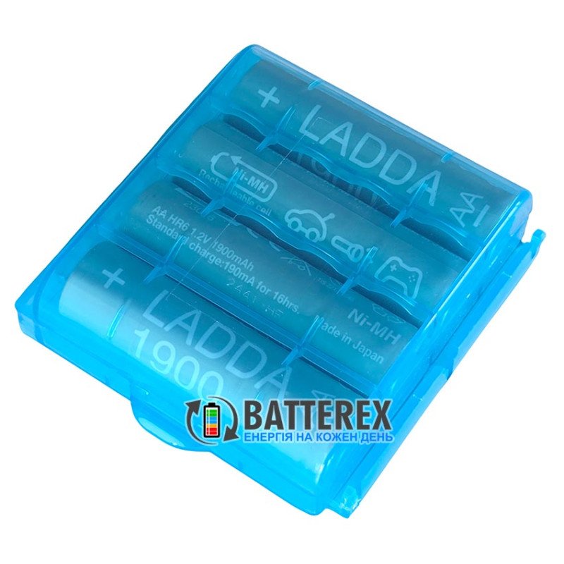 Пальчикові AA акумулятори IKEA LADDA 1900mah Made in Japan (елемент Panasonic Eneloop в етикетці IKEA), упаковка 4 шт. в пластиковому боксі
