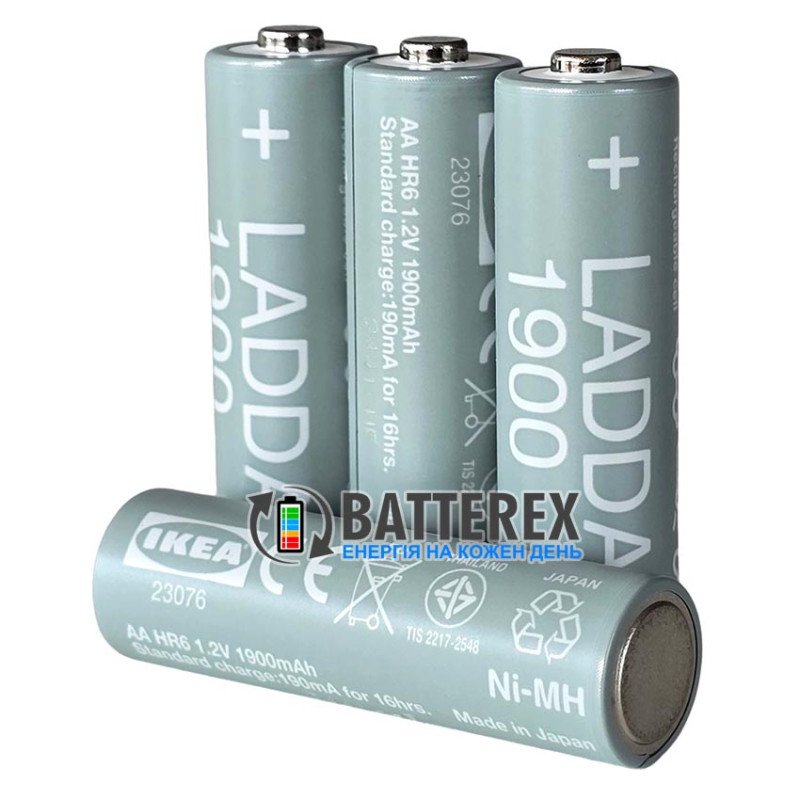 Пальчикові AA акумулятори IKEA LADDA 1900mah Made in Japan (елемент Panasonic Eneloop в етикетці IKEA), упаковка 4 шт. в пластиковому боксі