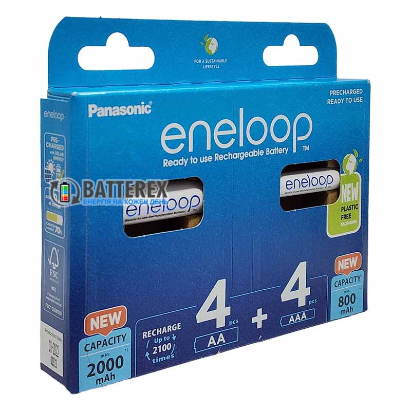 Набір акумуляторів Panasonic Eneloop BK-KJMCDE44E - 4 AA 2000 mah та 4 AAA 800 mah - оригінальна упаковка EcoBox