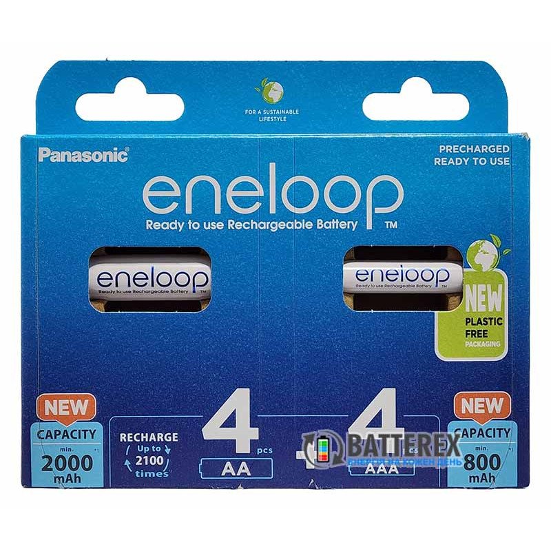 Набір акумуляторів Panasonic Eneloop BK-KJMCDE44E - 4 AA 2000 mah та 4 AAA 800 mah - оригінальна упаковка EcoBox