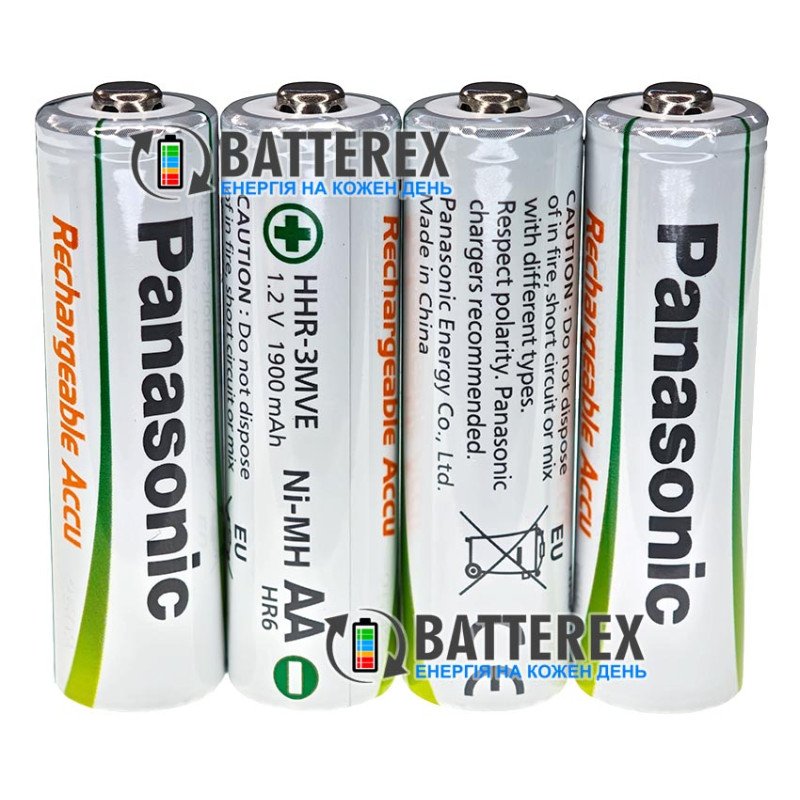 Аккумулятор AA Panasonic 1900mah 1.2V HHR-3MVE, 1000 циклов, низкий саморазряд, комплект 4 шт. в пластиковом боксе
