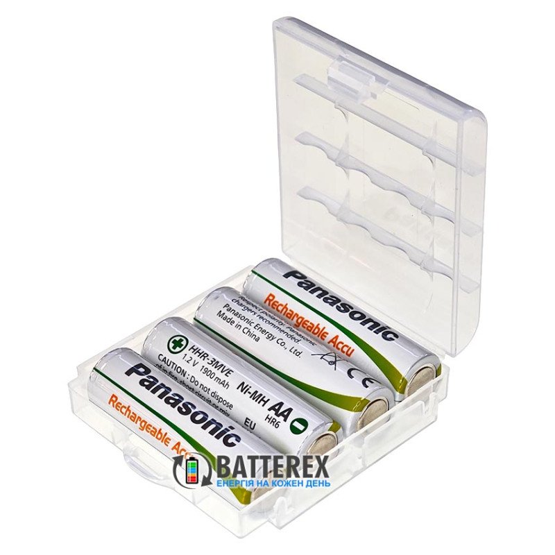 Аккумулятор AA Panasonic 1900mah 1.2V HHR-3MVE, 1000 циклов, низкий саморазряд, комплект 4 шт. в пластиковом боксе
