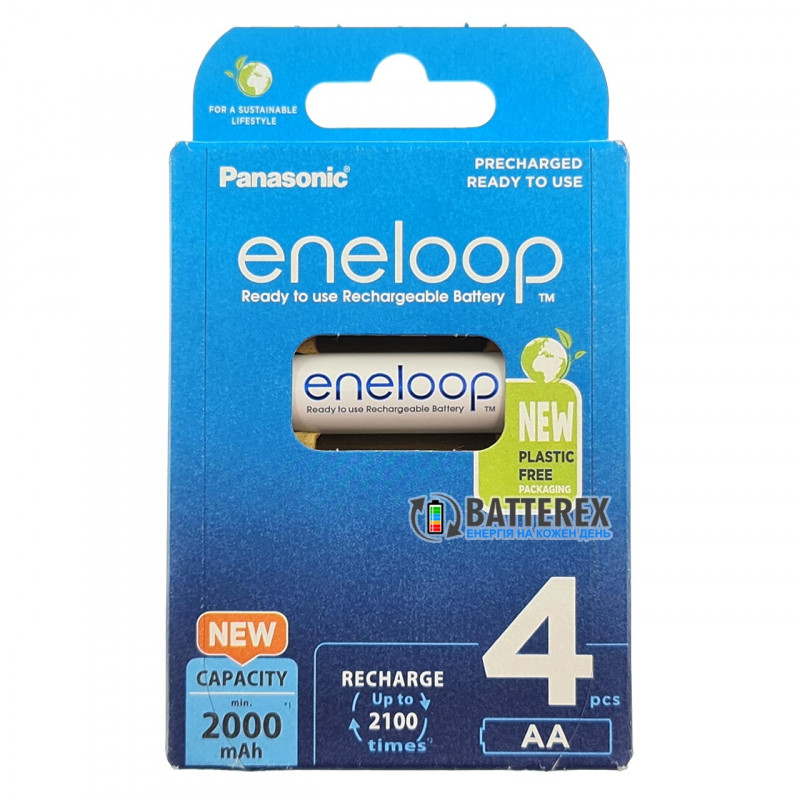 4 акумулятори AA Panasonic Eneloop 2000 mah BK-3MCDE/4BE в картонній еко-упаковці EcoBox