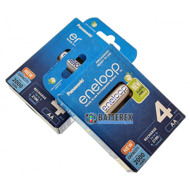 4 акумулятори AA Panasonic Eneloop 2000 mah BK-3MCDE/4BE в картонній еко-упаковці EcoBox