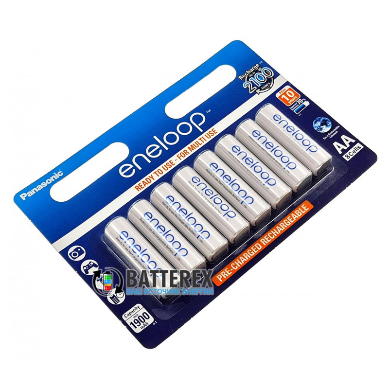 AA аккумуляторы Panasonic Eneloop 2000 mah (min. 1900mah) BK-3MCCE 8 шт. в картонном блистере