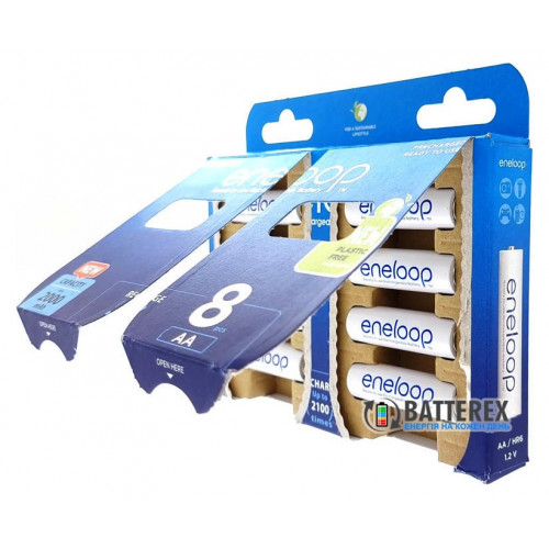 AA Panasonic Eneloop 2000 mah BK-3MCDE/8BE EcoBox - 8 шт в картонной эко-упаковке 