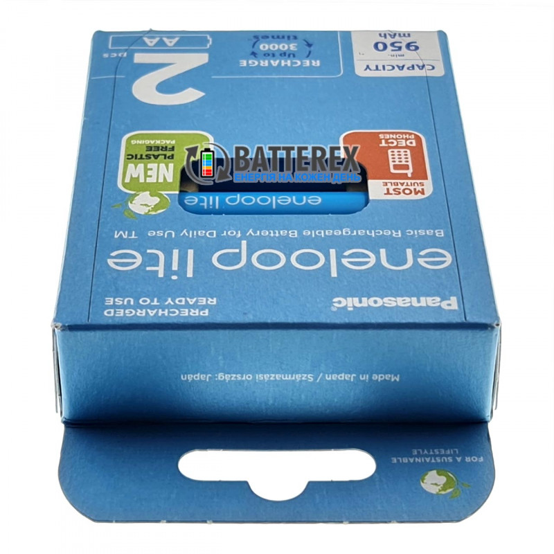 2 акумулятори AA Panasonic Eneloop Lite 1000mah BK-3LCCE/2BE в картонній еко-упаковці EcoBox