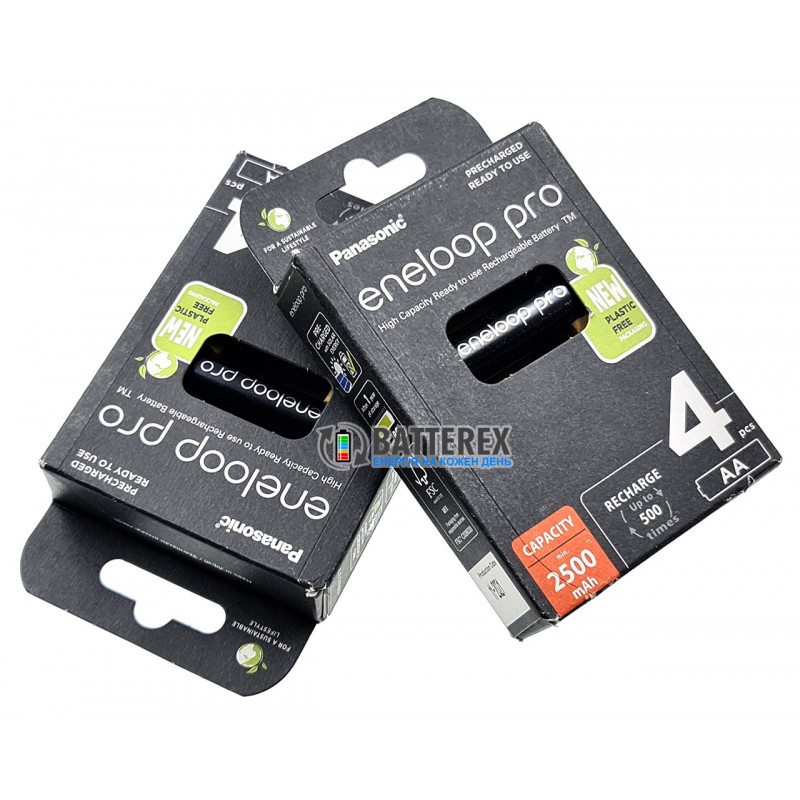 Аккумуляторы AA Panasonic Eneloop Pro 2600 mah BK-3HCDE/4BE EcoBox - 4 шт. в картонной экологичной упаковке - Оригинал-Япония