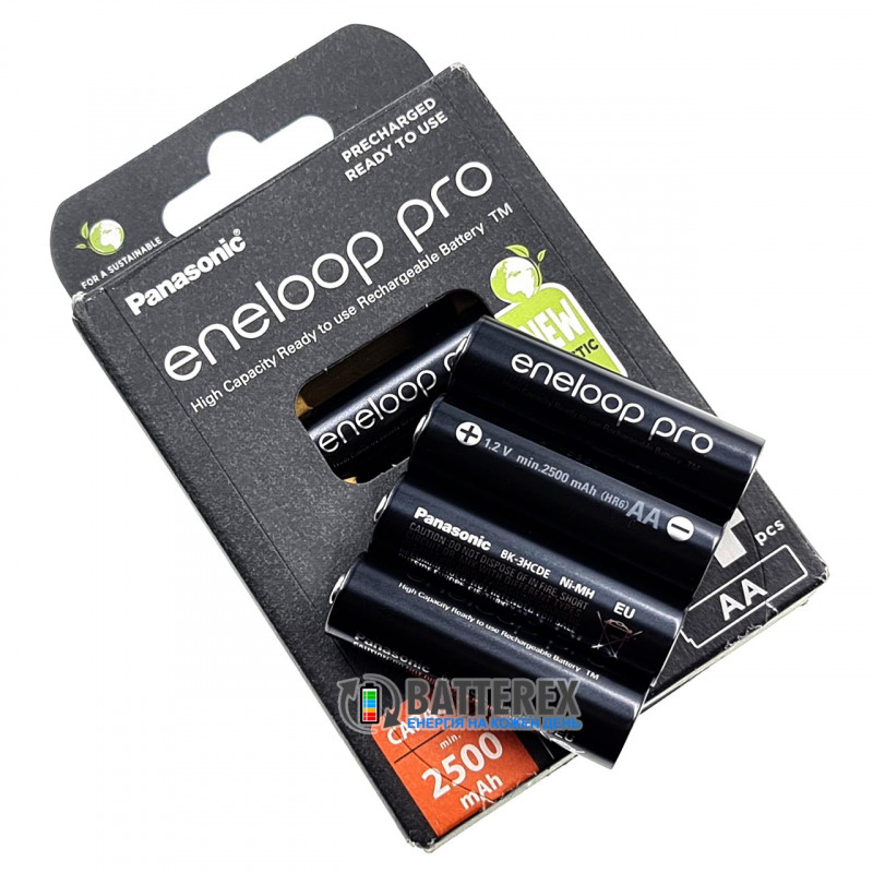Аккумуляторы AA Panasonic Eneloop Pro 2600 mah BK-3HCDE/4BE EcoBox - 4 шт. в картонной экологичной упаковке - Оригинал-Япония