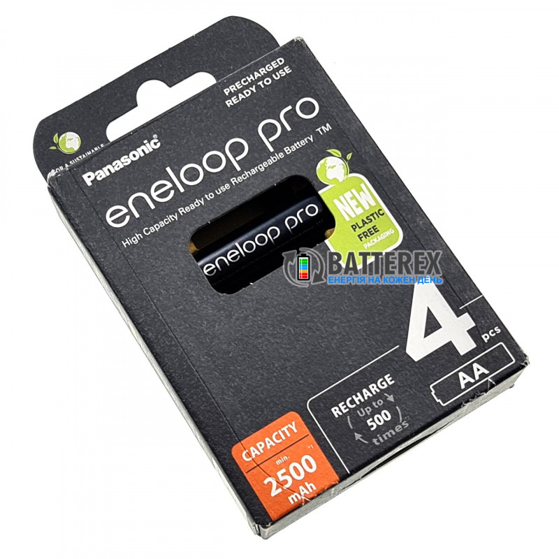 Аккумуляторы AA Panasonic Eneloop Pro 2600 mah BK-3HCDE/4BE EcoBox - 4 шт. в картонной экологичной упаковке - Оригинал-Япония