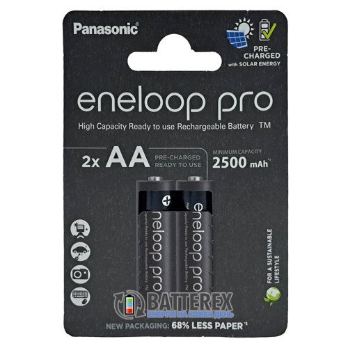 AA Panasonic Eneloop Pro 2600 mah BK-3HCDE/2CP EcoBox - 2 шт в картонной эко-упаковке