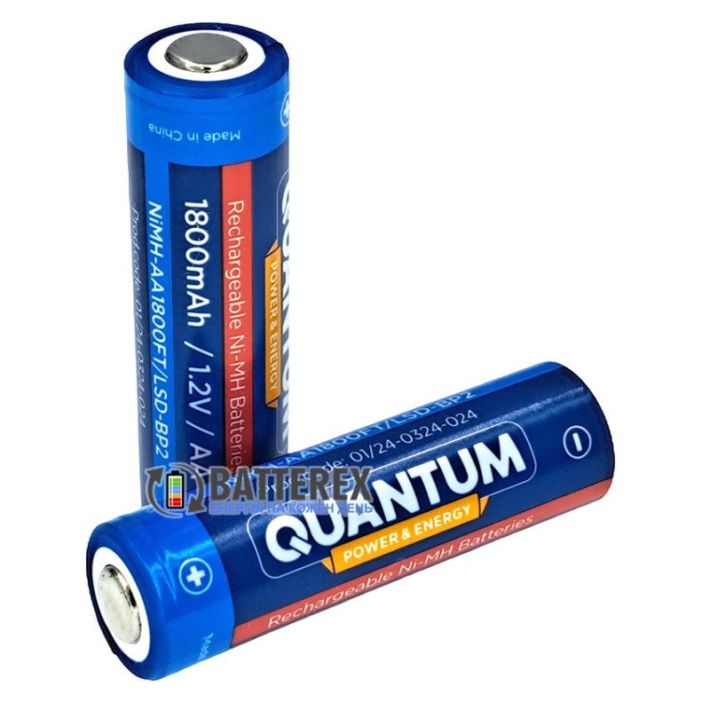 Акумулятор AA NiMH Quantum 1800mah 1.2V Flat Top із пласким плюсом