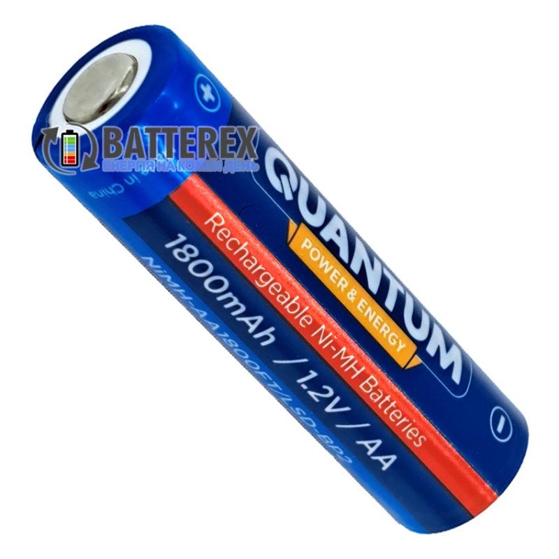 Акумулятор AA NiMH Quantum 1800mah 1.2V Flat Top із пласким плюсом