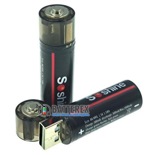 AA Li-ion Soshine 1500mWh 1.5V USB-A - AA Li-ion акумулятор із зарядкою від USB
