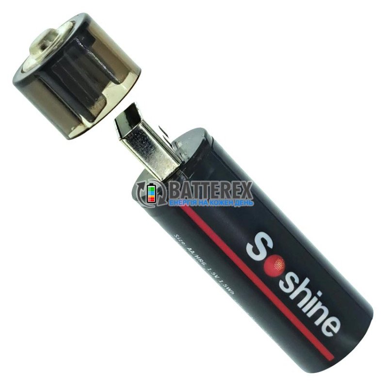 Литиевый USB аккумулятор AA Li-ion Soshine 1500mWh 1.5V USB-A