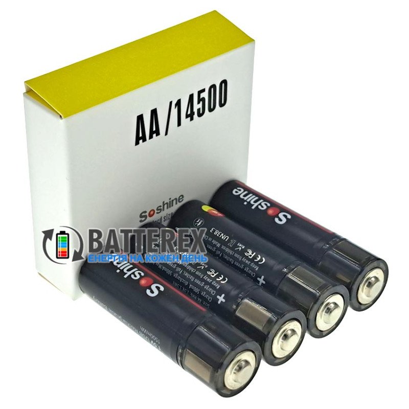 Литиевый USB аккумулятор AA Li-ion Soshine 1500mWh 1.5V USB-A