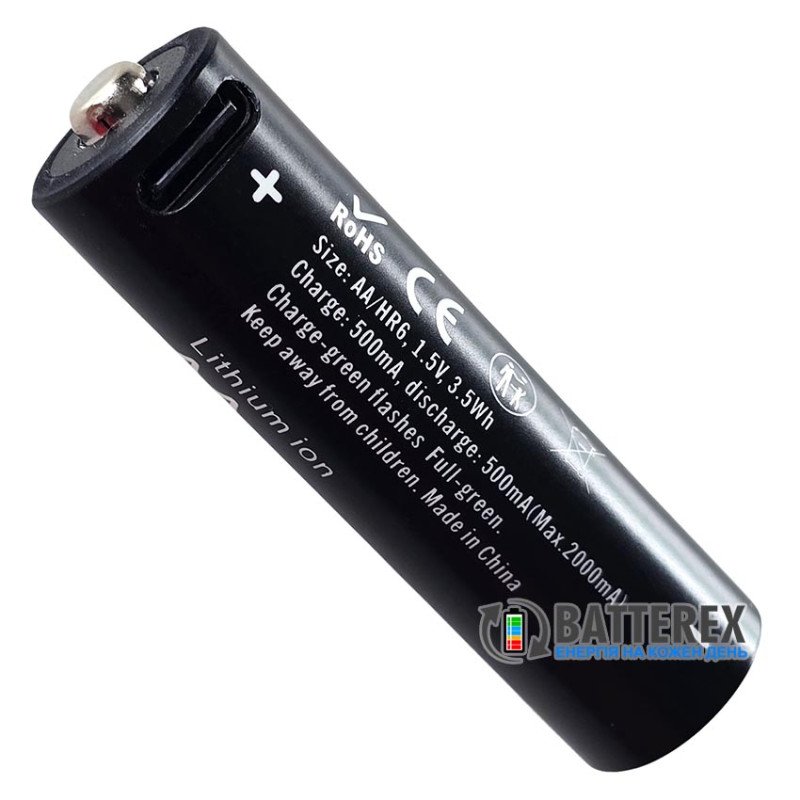 Литиевый аккумулятор AA Li-ion Soshine 1.5V 3500mWh с зарядкой от USB Type-C поштучно от 1 шт.