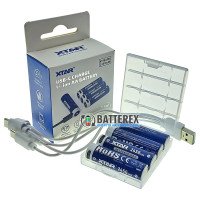 AA Li-ion XTAR 4100mWh 2450mAh 1.5V Low-voltage Reminder USB Type-C  - AA Li-ion аккумулятор c постоянным напряжением 1.5V и зарядкой от USB Type-C, комплект 4 шт., зарядный кабель и бокс