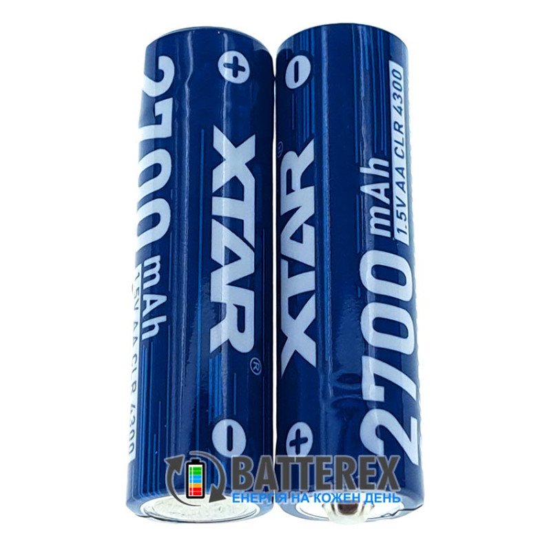 Акумулятор AA Li-ion XTAR 4300mWh 2700mAh 1.5V CLR Constant Voltage1.5V+Linear Discharge з постійною напругою 1.5В з імітацією падіння напруги перед розрядом, поштучно від 1 шт.