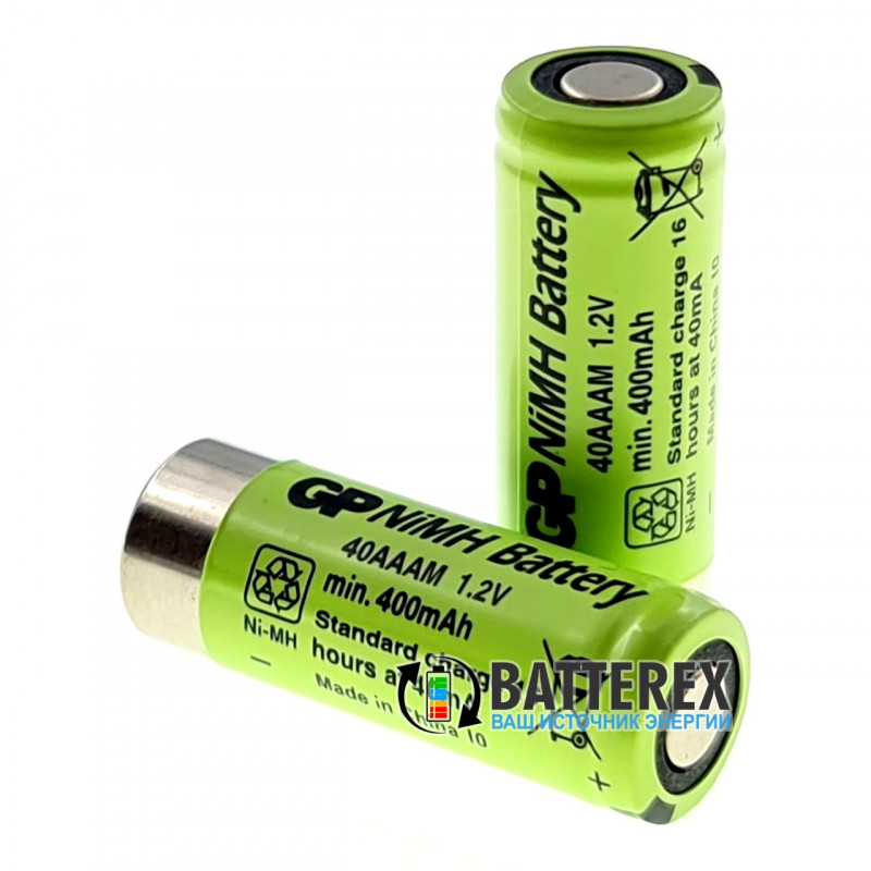 Аккумулятор промышленный 2/3 AAA GP 400mah 1.2V 40AAAM NiMH с плоским контактом плюс Flat Top