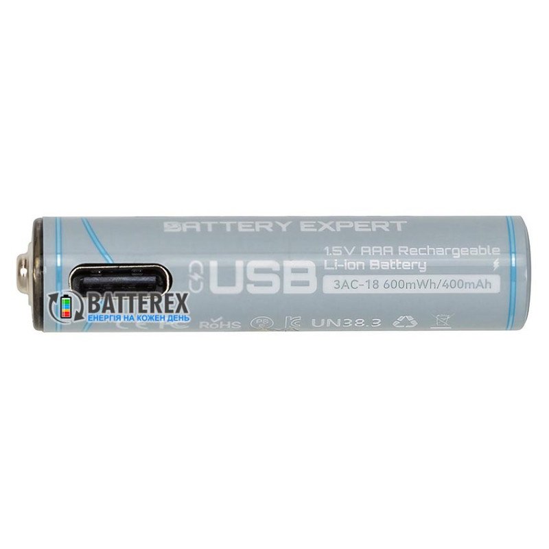 Літій-іонний акумулятор ААА Li-ion Beston 1.5V 600mWh із зарядкою від USB Type-C, поштучно від 1 шт.