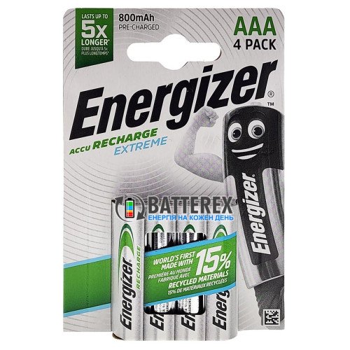 AAA Energizer Extreme 800 mah Pre-Charged - 4 аккумулятора в блистере, оригинал, Япония