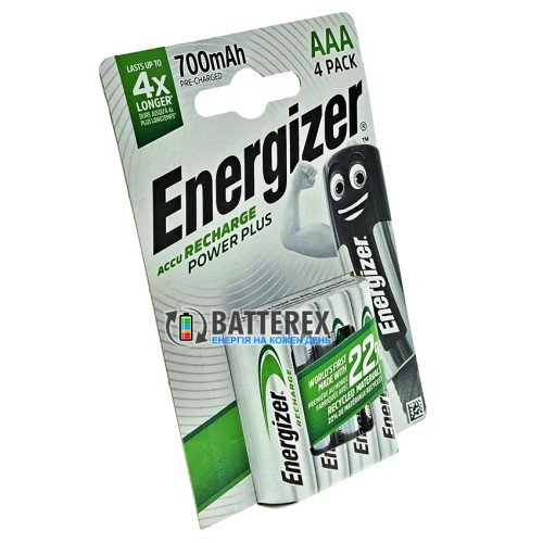 AAA Energizer Power Plus 700 mah Pre-Charged - 4 аккумулятора в блистере, оригинал, Япония