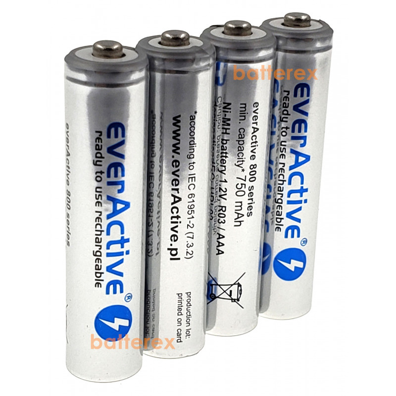 Аккумуляторы AAA EverActive 800 mah Silver Line, картонная упаковка 4 шт.