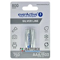 AAA EverActive Silver Line 800 mah, 1500 циклов, низкий саморазряд, картонная упаковка 2 шт.