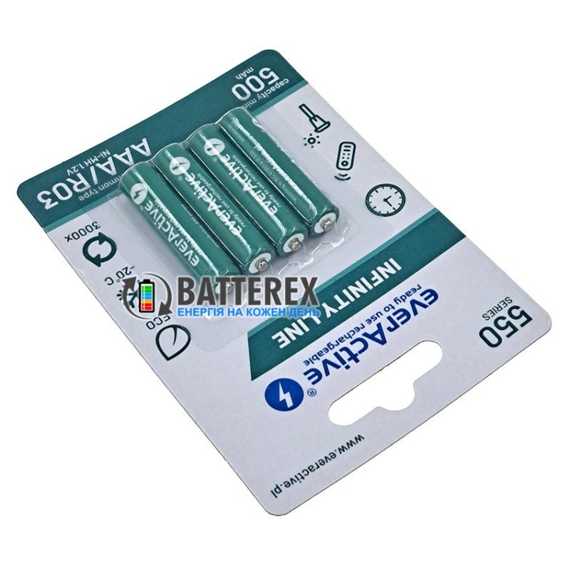 Аккумуляторы AAA Everactive Infinity Line 550 mah 3000 циклов заряда - упаковка 4 шт. в картонном блистере