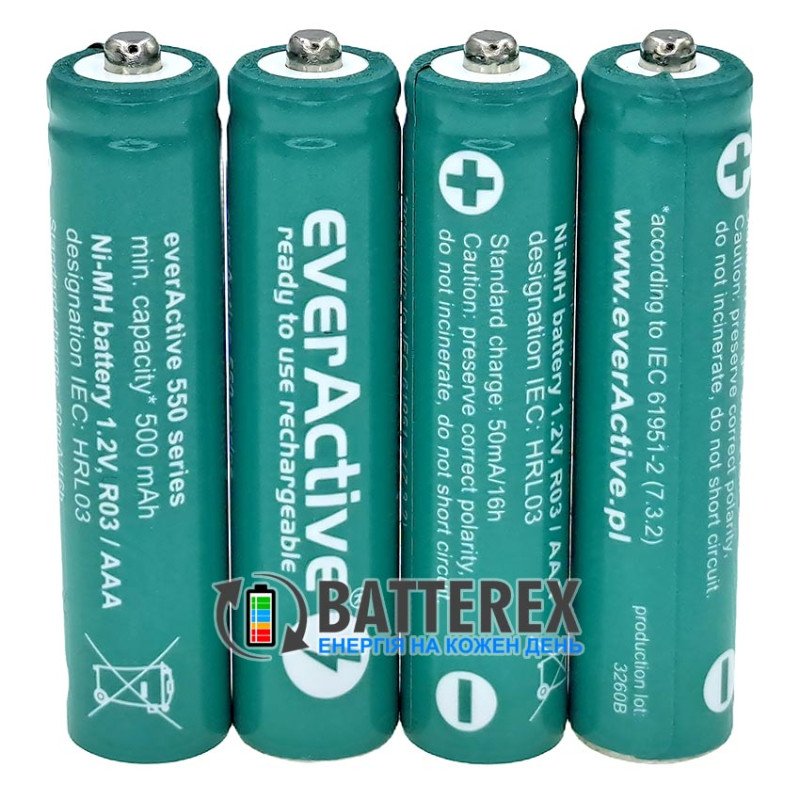 Аккумуляторы AAA Everactive Infinity Line 550 mah 3000 циклов заряда, упаковка 4 шт. в пластиковом кейсе