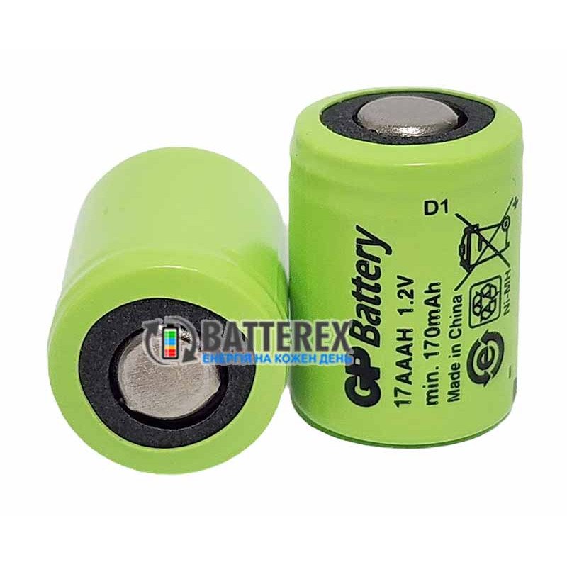 Аккумулятор технический 1/3 AAA GP 170mah 1.2V 17AAAH NiMH с плоским контактом плюс Flat Top