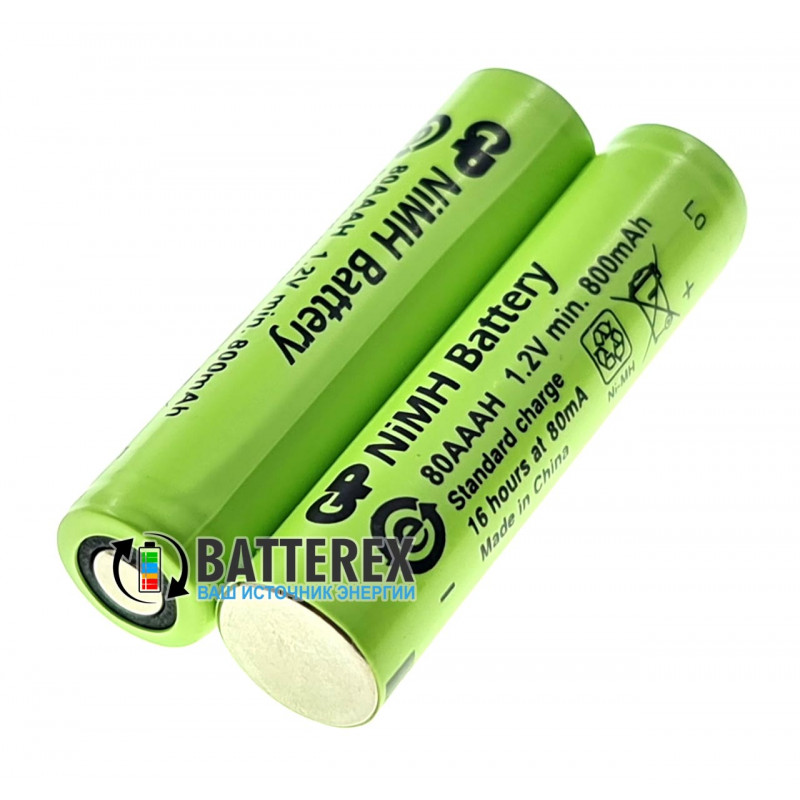 Аккумулятор промышленный AAA GP 80AAAH NiMH 800mah Flat Top с плоским контактом Плюс