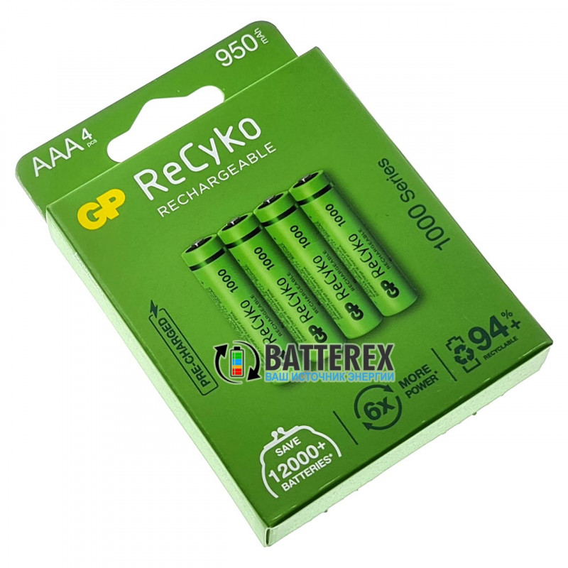 Акумулятори AAA GP Recyko 950mah - картонна упаковка 4 штуки