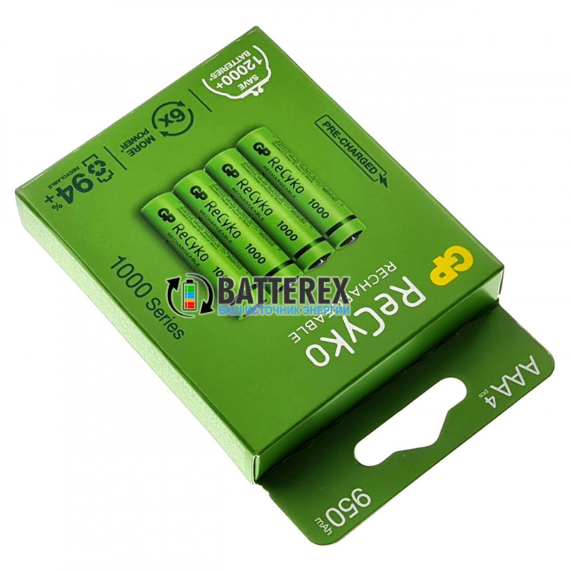 Акумулятори AAA GP Recyko 950mah - картонна упаковка 4 штуки