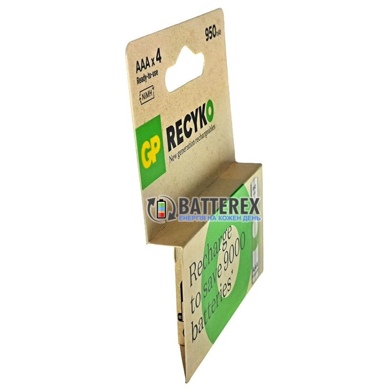 Акумулятори AAA GP Recyko 950mah Eco Series, картонна упаковка 4 шт.