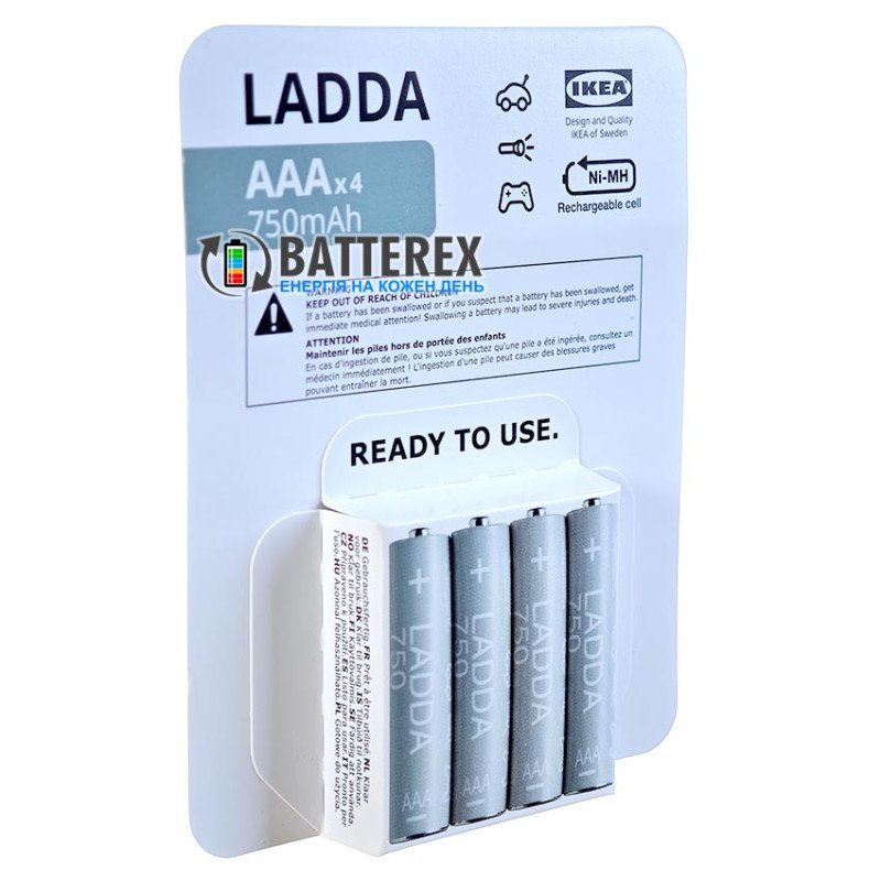 Мініпальчикові ААА акумулятори IKEA LADDA 750mah Made in Japan (елемент AAA Panasonic Eneloop 800mah в етикетці IKEA), упаковка 4 шт.