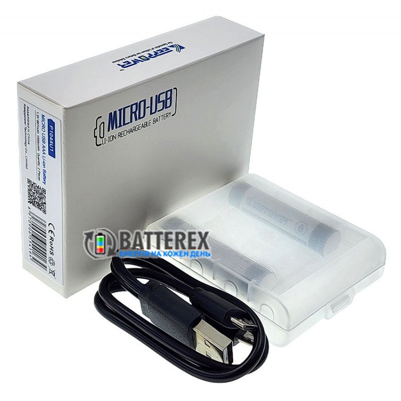 Литиевые ААА аккумуляторы Li-ion Keeppower 1.5V 667mah 1000mWh с зарядкой от USB с постоянным напряжением 1.5В, комплект 2 шт. с зарядным кабелем и боксом