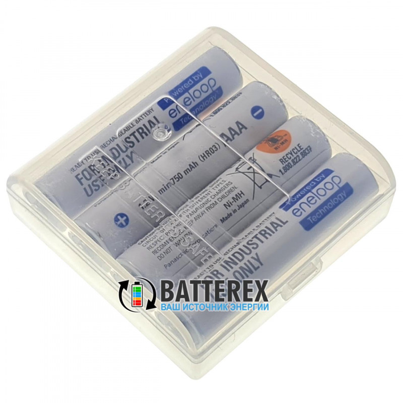 ААА аккумуляторы Panasonic Eneloop Industrial min.750mah BK-4MCCF - 4 шт в пластиковом боксе