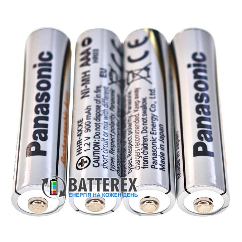 Аккумулятори AAA Panasonic Evolta 900mah 1.2V HHR-4XXE, 500 циклів, низький саморозряд, комплект 4 шт. в пластиковому боксі