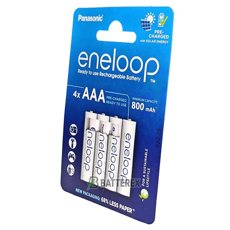 4 акумулятори AAA Panasonic Eneloop 800 mah BK-4MCDE 4CP CartonPack EcoBox в картонній еко-упаковці